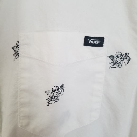 Vans men's small white and black cupid button-up short sleeved cotton sh… - Picture 6 of 8